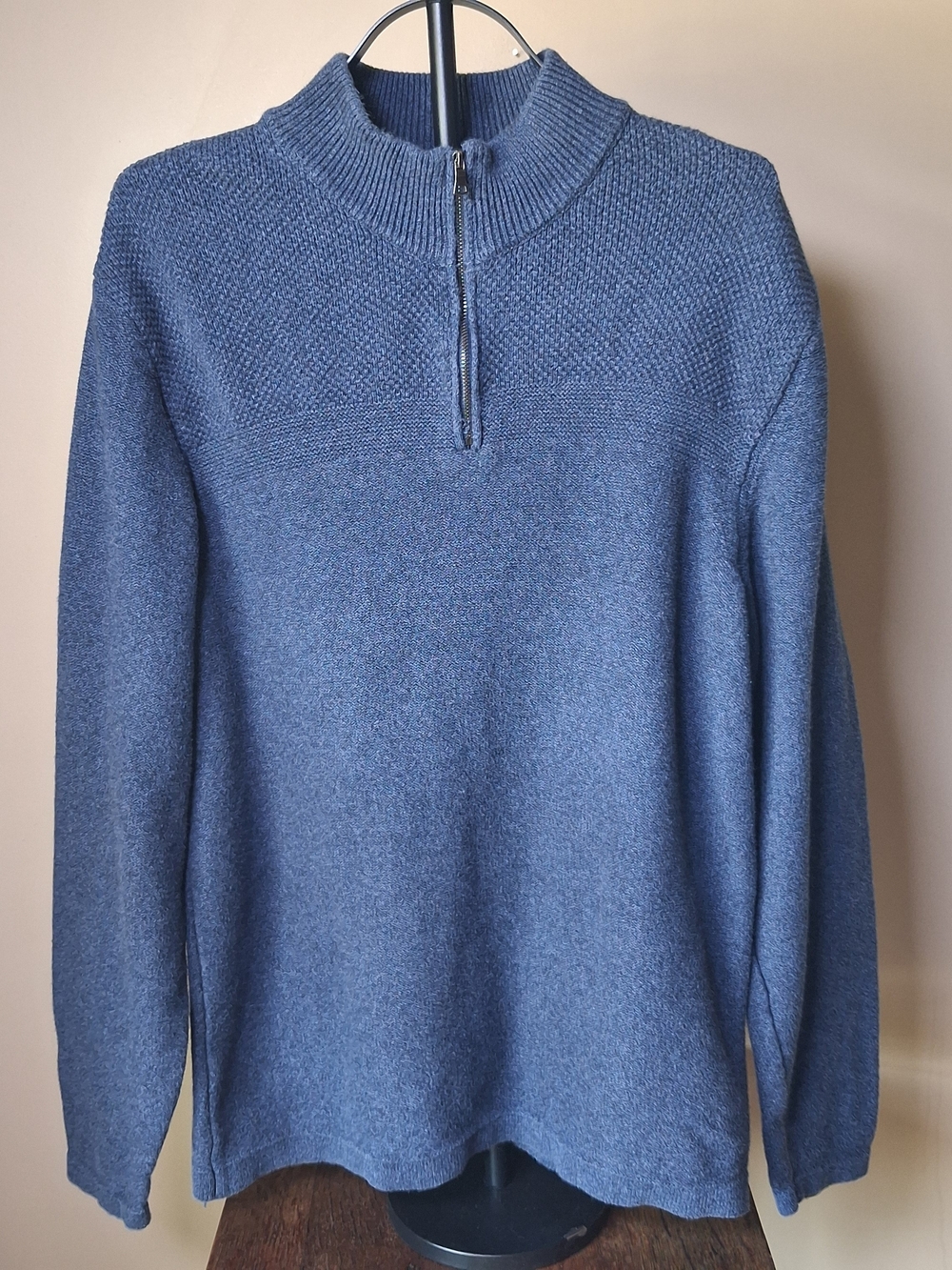 Flag & Anthem Men’s 100% Cotton Blue 1/4 Zip Sweater; Size L